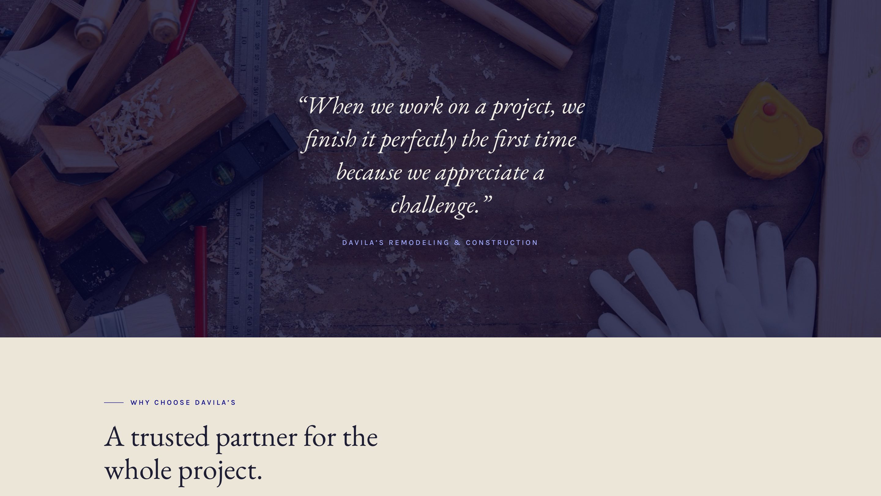 The quote band on the new homepage
