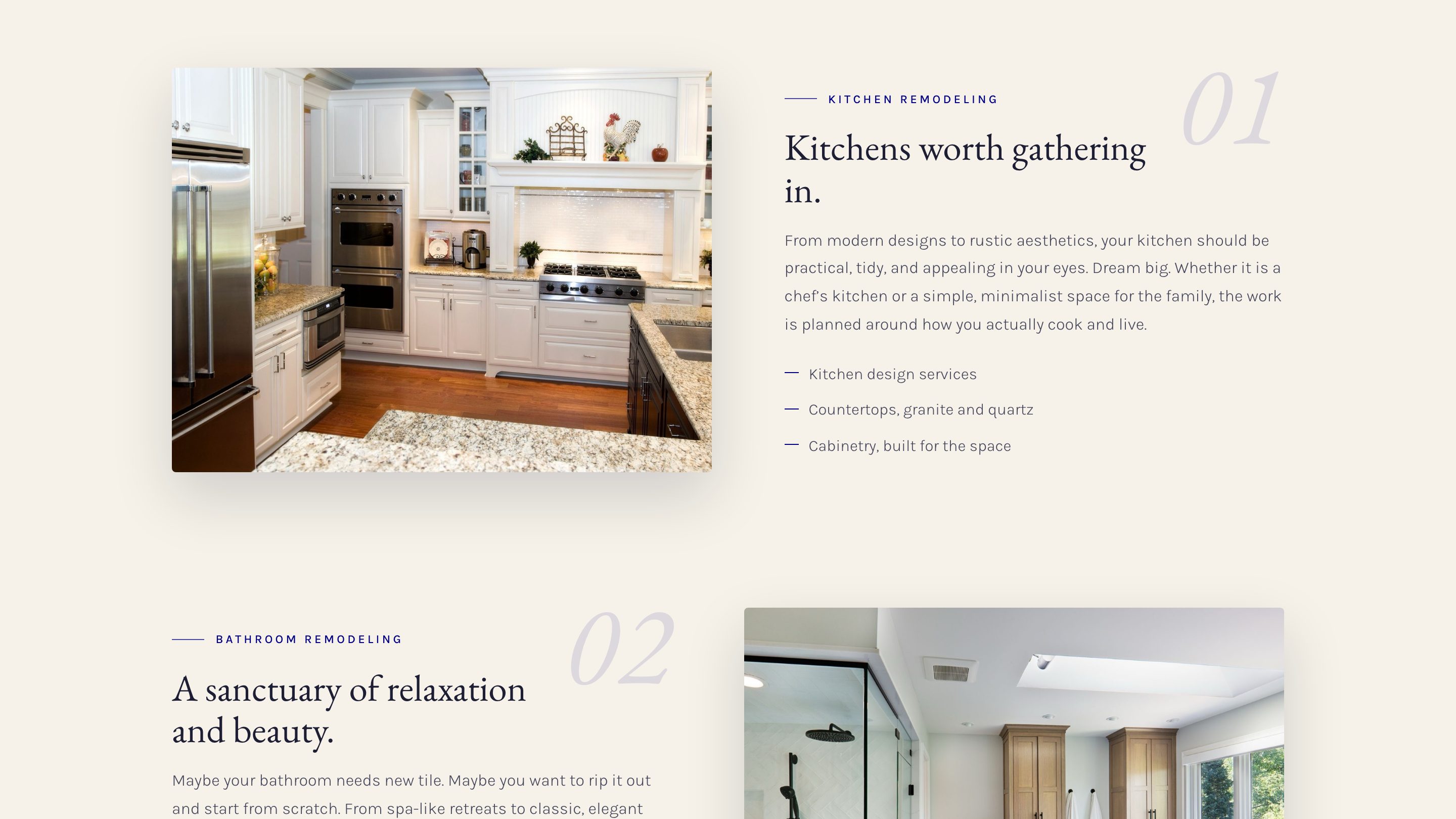 A service section of the new homepage